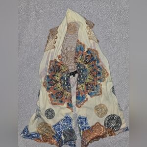 B.L.E.I. Embellished Halter Top in Cream with Multicolor Medallion Print